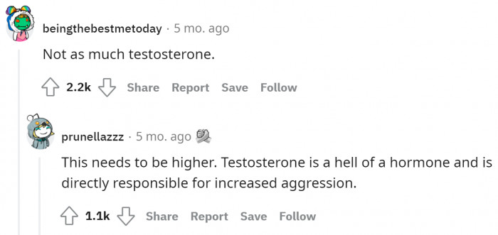Seems like testosterone plays a big part in it all.