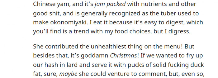 MIL brings unhealthy food yet still complains about nutritious food being unhealthy