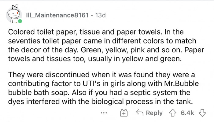 I had no idea that they had colored toilet paper and paper towels.