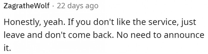 Why announce it? Just leave, says this redditor.