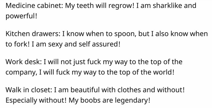 Here are some of the best affirmation notes OP and her friend wrote: