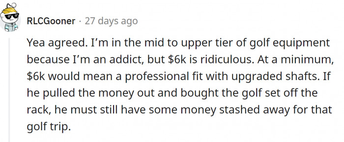 And was backed up by another golfer.