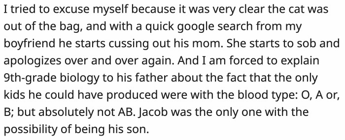 OP had to hold an impromptu biology lesson for the dad to explain the science behind blood types.