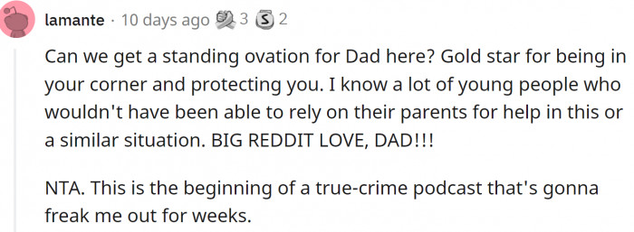 Standing ovation for Dad.