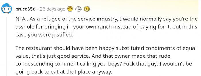 And mentioned that the owner doesn't know how to run a business