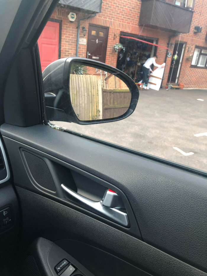 The wooden triangle in question. What's it for? Nobody knows but him.