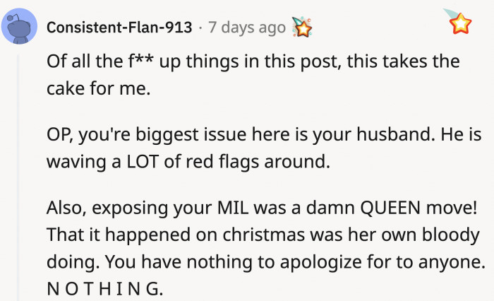 Exposing the mother-in-law wasn't even intentional, yet she got served through her own fault.