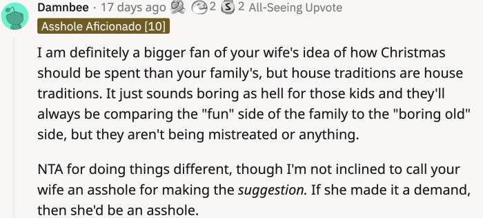 The wife was merely making a suggestion