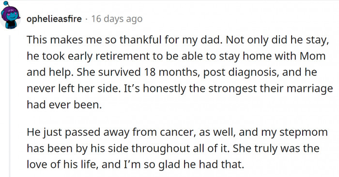 This is karma. You give love - you receive love. And what can OP's husband expect? 