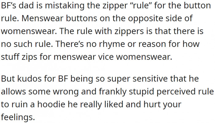The button rule doesn't apply to zippers.