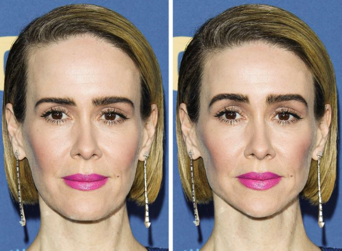 11. Notice Sarah Paulson's eye brows and lips