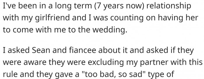 Everyone expects to have a partner when attending a wedding, especially if it's the wedding of a family member.