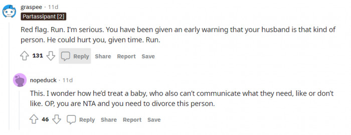 Just like the previous comments, these users are concerned about how he'll treat his wife in the future.