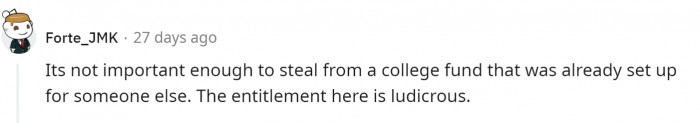 Redditors Mostly Believe That the College Fund Shouldn't Be Tampered With.