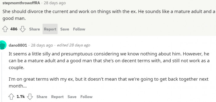 Others have ideas after the impending divorce.