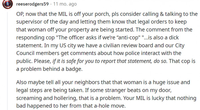 The MIL is just lucky that nothing bad happened to her due to her bad behavior.