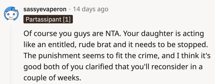 The fact that OP offered the option to regroup with her family after a few weeks shows how she values their feelings