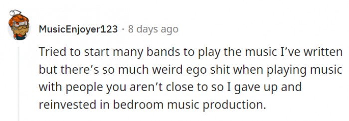 Sometimes, it's better to do something alone than to stand amidst all the ego-tripping going around