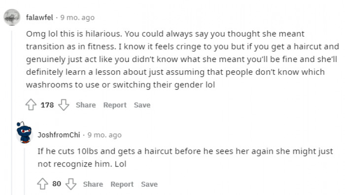 Maybe the Redditor can say that he mistook 