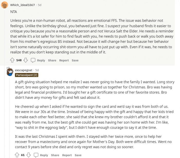 Other responders are unhappy about the husband's reaction.