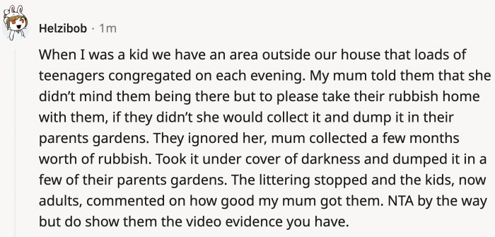 An example of how your neighbors will walk all over you if you let them. Petty revenge is the answer!