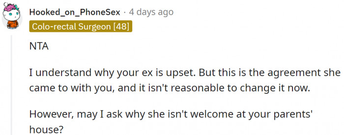 She has the right to feel sad but must respect the agreement.