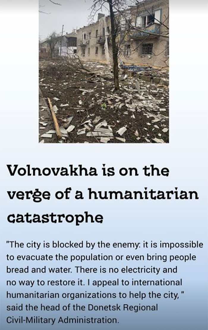 44. Humanitarian crises have begun within Ukrainian borders besieged by Russian forces