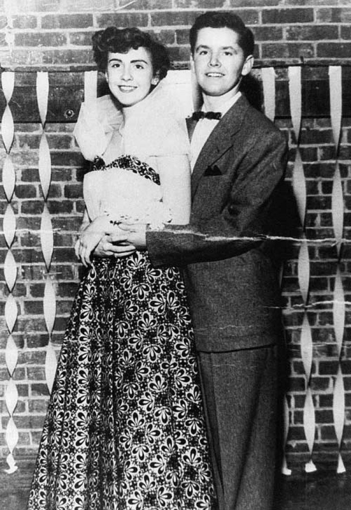 Jack Nicholson and Nancy Smith, both famous individuals, at their senior prom in Ottowa City
