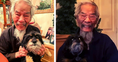 Adorable Grandpa Has A Matching Goatee With His Adorable Dog