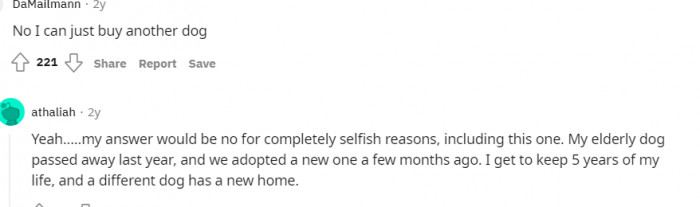 23. Keep my life and a new dog gets a new home...