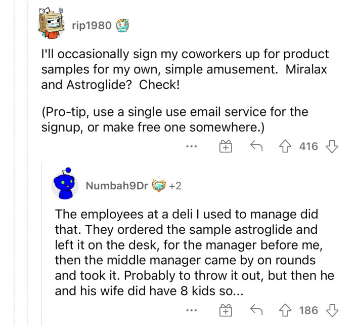 They're giving me some ideas right here.