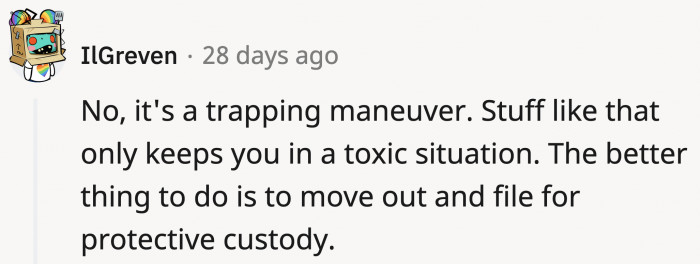 She doesn't need to burn bridges, but if she's forever taking on their responsibilities, she wouldn't be truly free.