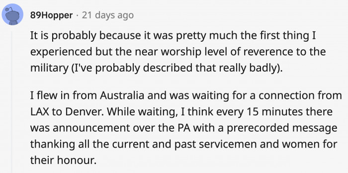 30. Americans' love for their men and women in uniform