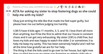 Mother Of Four Tells Her Child-Free Sister To Stop Fostering Dogs So She Can Babysit Her Children For Free
