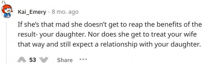 The mother-in-law's whole intention of being at the birthday party was to vent all her pent-up anger.