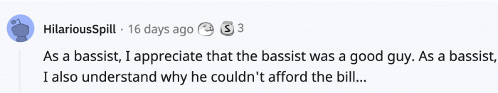 At least the bassist attempted to help