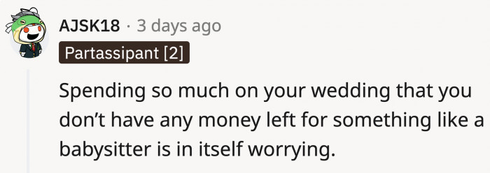 Not considering the needs of your baby is concerning too.