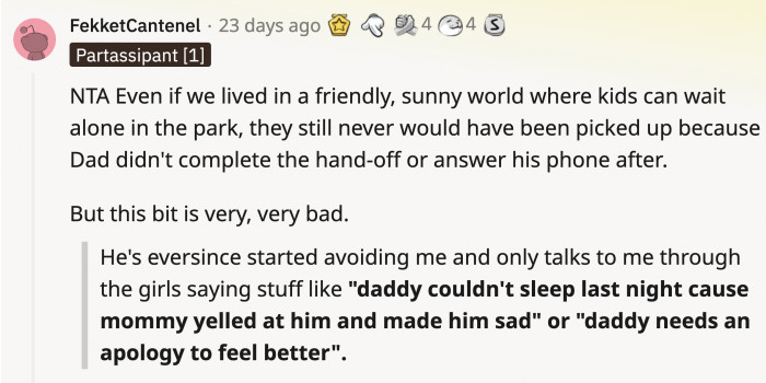 This is a comment from a Redditor that explained eloquently how bad the situation OP’s husband put them in.