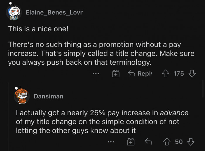 Even a title change deserves a pay raise.