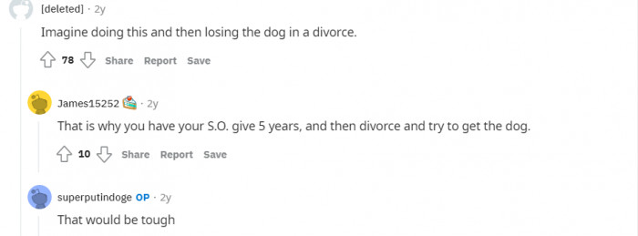 11. Giving your life and losing the dog in a divorce...