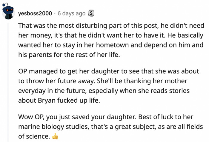 OP made her daughter realize how awful Bryan is. She didn't tell her; she showed her how he truly was, and Sara realized it herself.