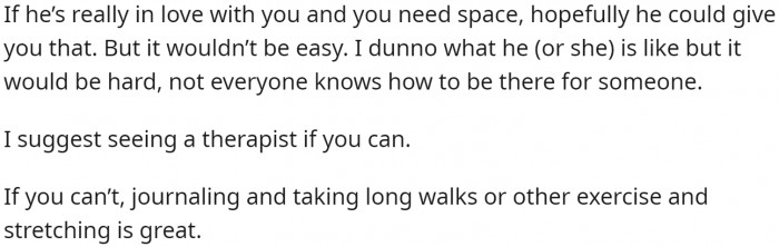 18. And recommend seeing a therapist and keeping a journal