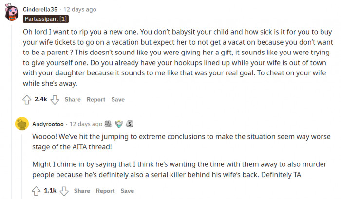 Indeed, it's a gift for himself masked as a gift for his wife.