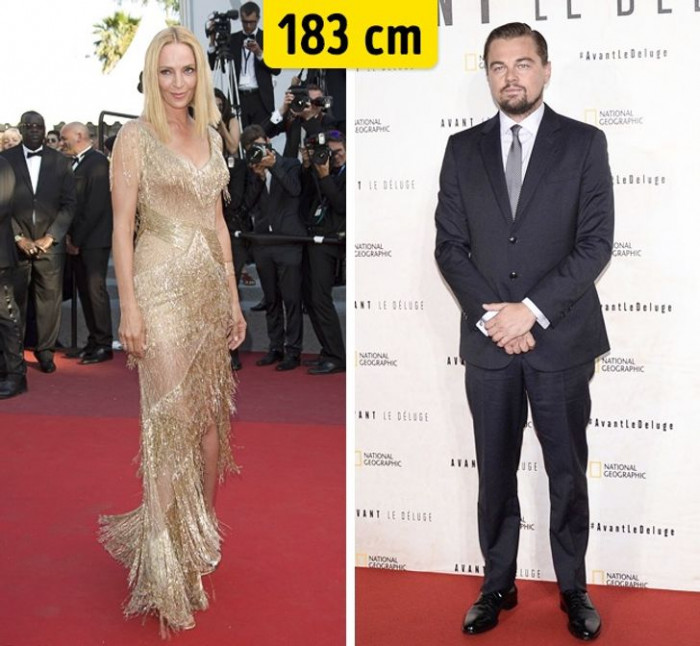 3. The actual height of Uma Thurman and Leonardo DiCaprio