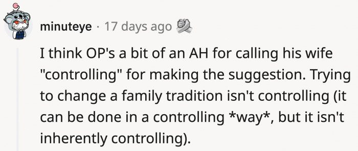 Maybe OP's a bit of an a**hole