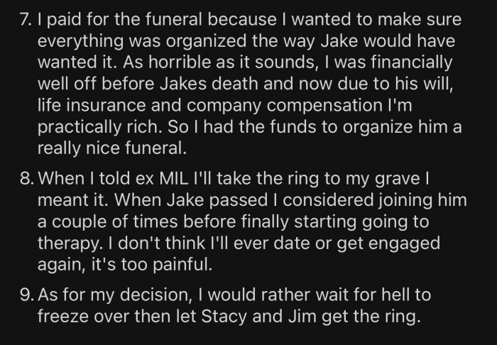 OP even paid for the entire funeral.