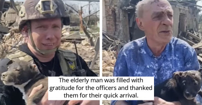Ukrainian Police Find Puppy In Rubble And Return It To 77-Year-Old Owner After Pair Is Separated By Bombings