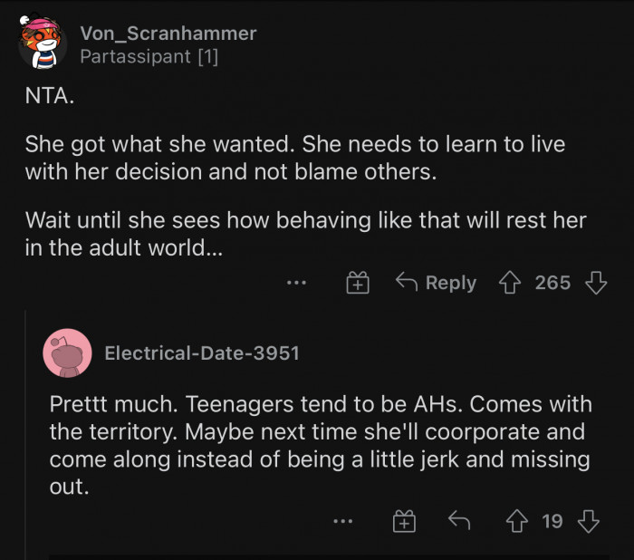 Wait until she learns about the harsh realities of the real world.