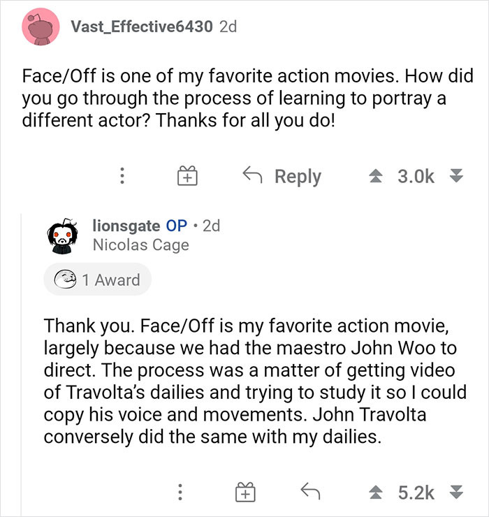 20. Face Off - getting Travolta right...