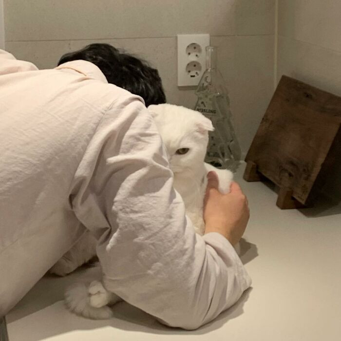 He looks like he is so done and wants to get out as soon as he can.